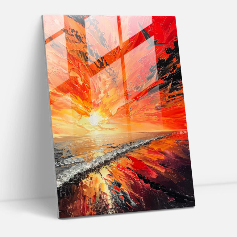 Ashvin Harrison Glass Art: Sunset Beauty - Ashvin Harrison, Wall Decoration, Glass Art, Ashvin Harrison
