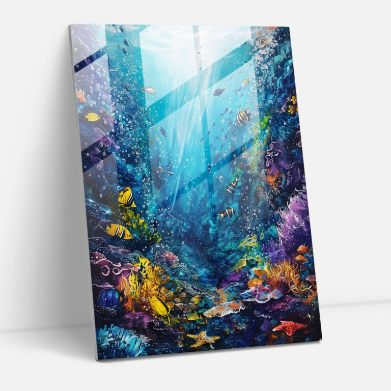 Ashvin Harrison Glass Print - Underwater Scene - Ashvin Harrison, Glass Art, Modern Art, Home Decoration