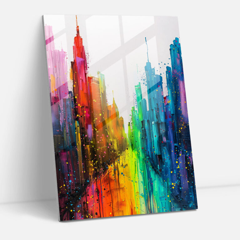 Ashvin Harrison Glass Print - Vibrant Cityscape - Ashvin Harrison, Glass Art, Glass Print, Wall Decoration