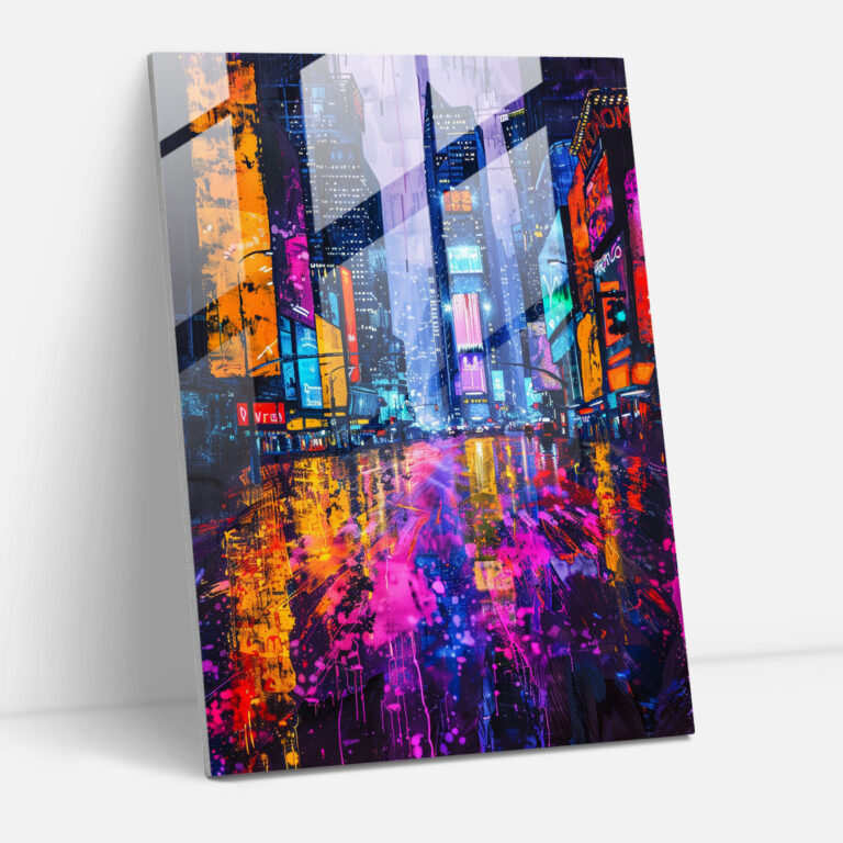 Ashvin Harrison Glass Wall Art - Neon Cityscape - Ashvin Harrison, Home Decoration, Wall Decoration, Ashvin Harrison