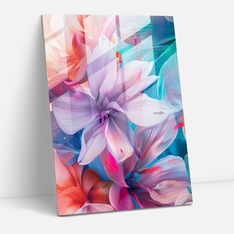 Ashvin Harrison Glass Wall Art: Abstract Floral Pattern Print - Ashvin Harrison, Pastel Colors, Modern Art, Wall Decoration