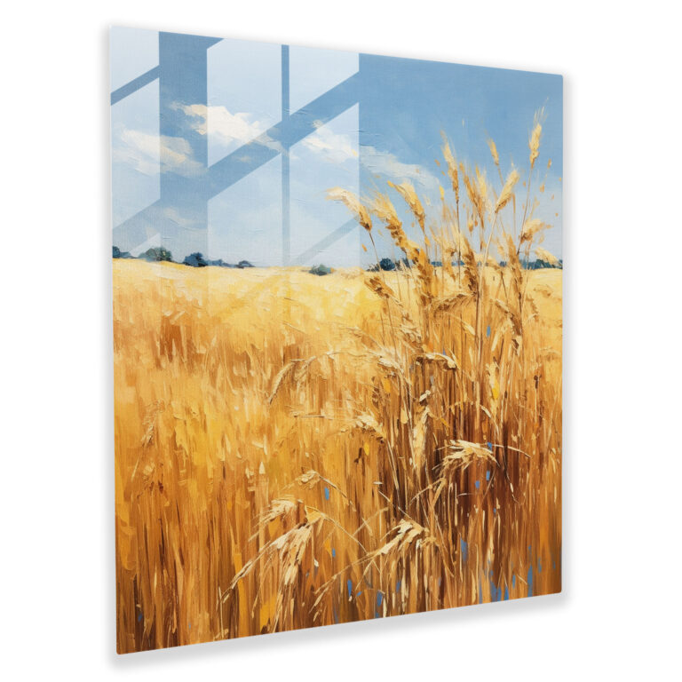 Golden Harvest Glass Print - Autumn, Home Decoration, Golden Wheat Field, Glass Print