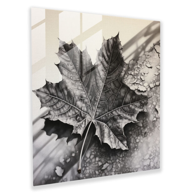 Delicate Autumn Leaf Glass Print - Autumn, Intricate Details, Autumn, Close-Up View