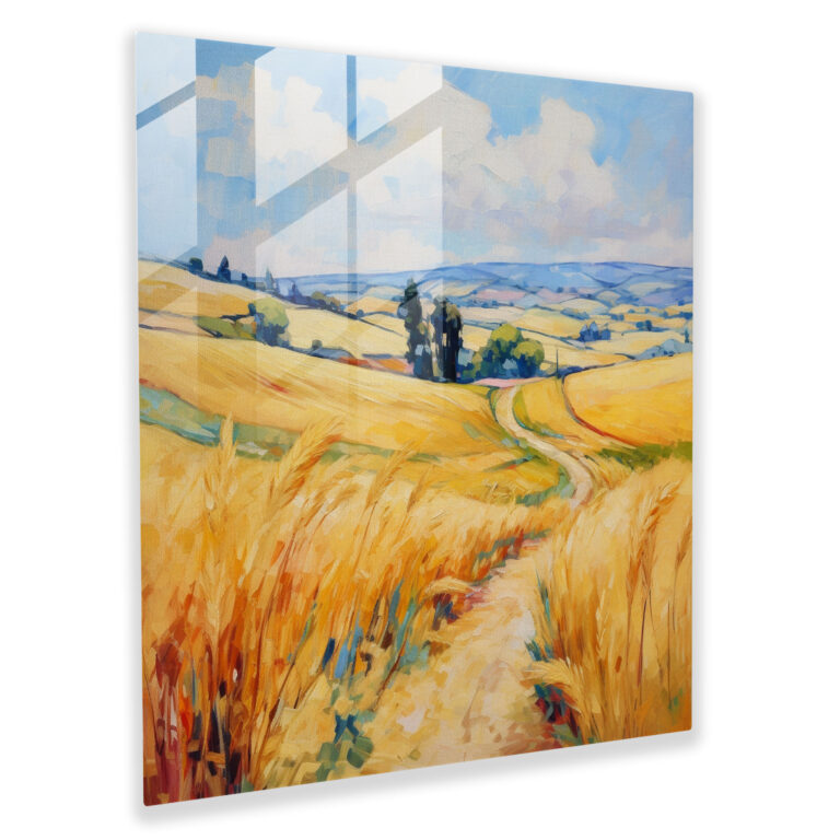 Autumn Country Glass Print - Autumn, Countryside, Impressionist Oil Painting, Nature