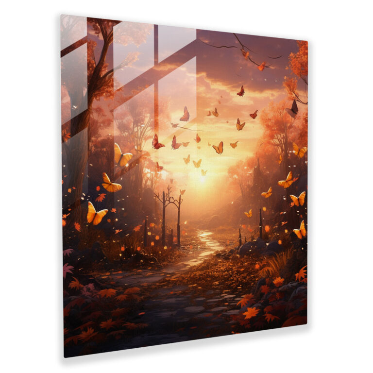 Autumn Butterflies Glass Print - Autumn, Butterflies, Glass Print, Glass Art