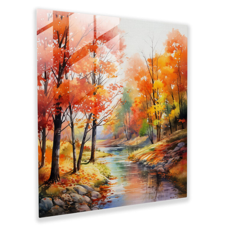 Autumn Bliss Glass Print - Autumn, Colorful Leaves, Scenic Landscape, Glass Wall Art