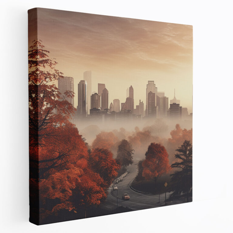 Autumn Cityscape Canvas Print - Autumn, Modern Digital Artwork, Home Decoration, Canvas Print