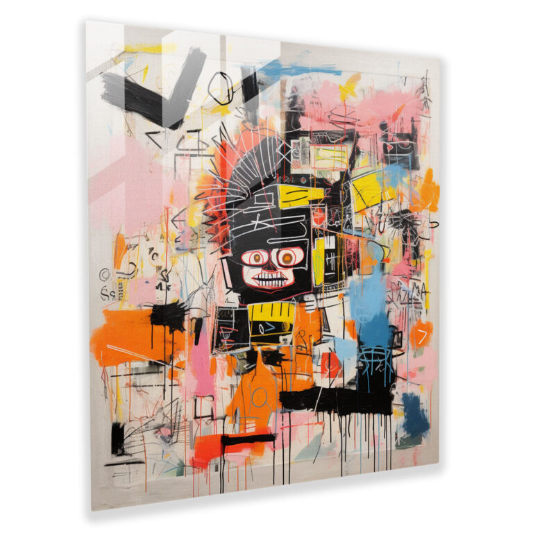 Explosive Fusion Glass Print - Basquiat, Wall Decoration, Modern Abstract Forms, Dynamic Fusion