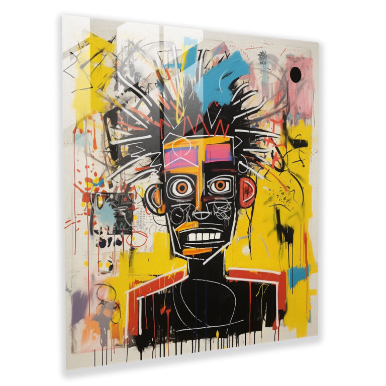 Explosive Colors Glass Wall Art - Basquiat, Visually Captivating, Explosive Colors, Mesmerizing