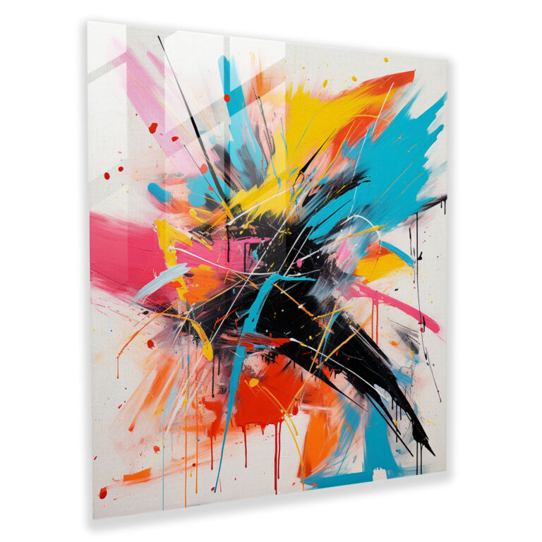 Basquiat-Inspired Glass Print - Basquiat, Vibrant Hues, Glass Wall Art, Glass Print