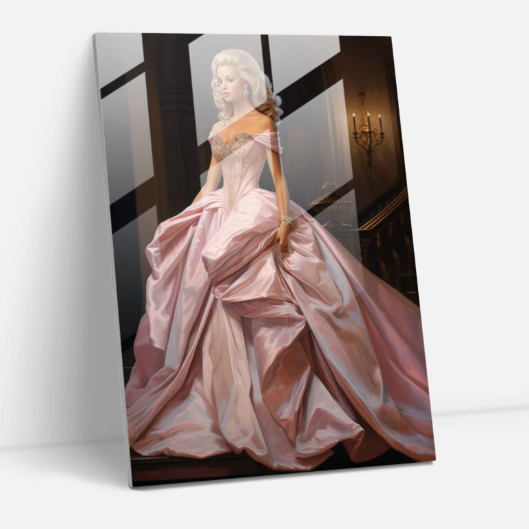 Barbie Glass Print - Elegant Ball Gown - Barbie, Wall Decoration, Glass Print, Grace