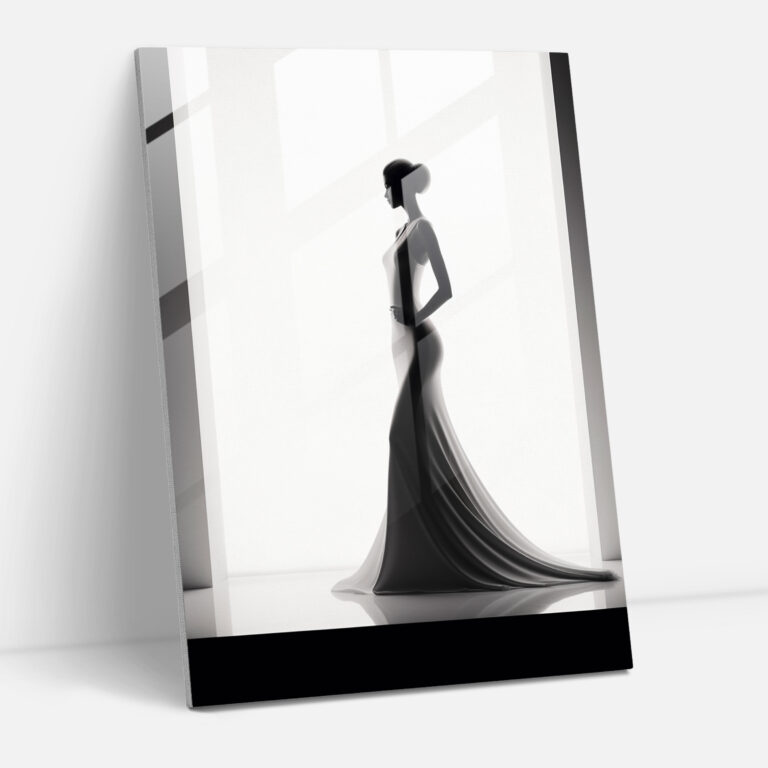 Barbie Glass Print - Black And White Silhouette - Modern Art - Barbie, Sophistication, Black And White, Wall Decoration