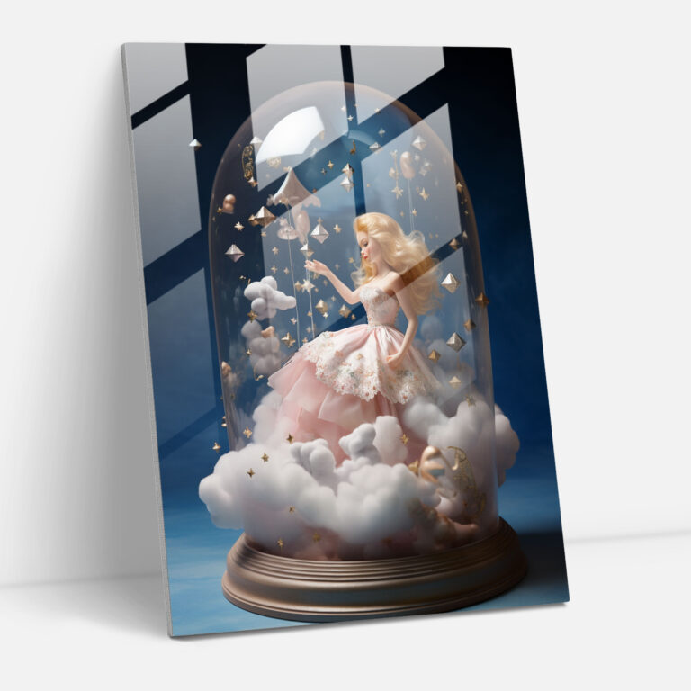 Dreamy Barbie Glass Print - Barbie, Modern Art, Dreamy, Stars