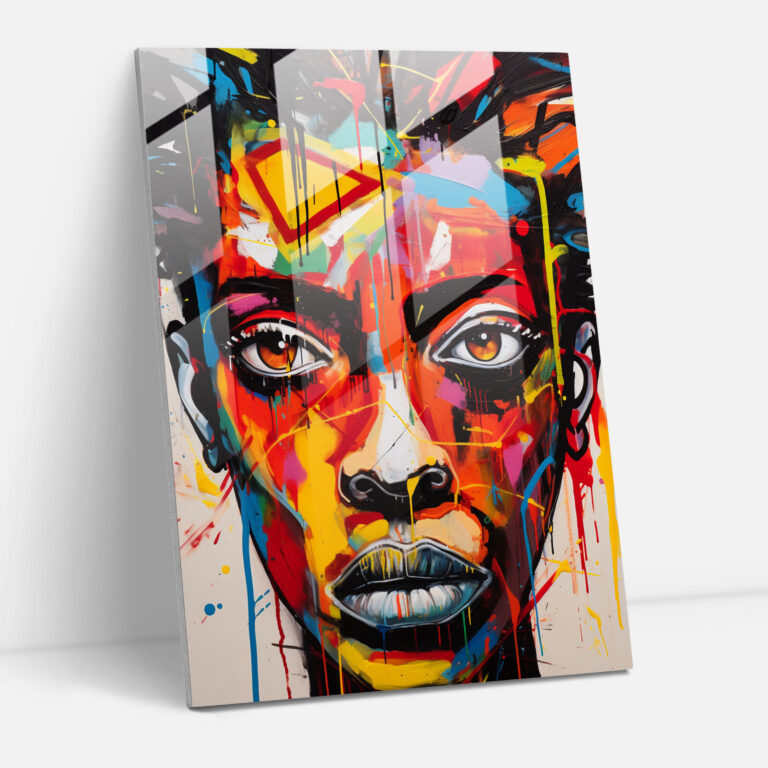 Basquiat Inspired Glass Wall Art - Basquiat, Modern Art, Basquiat, Glass Art