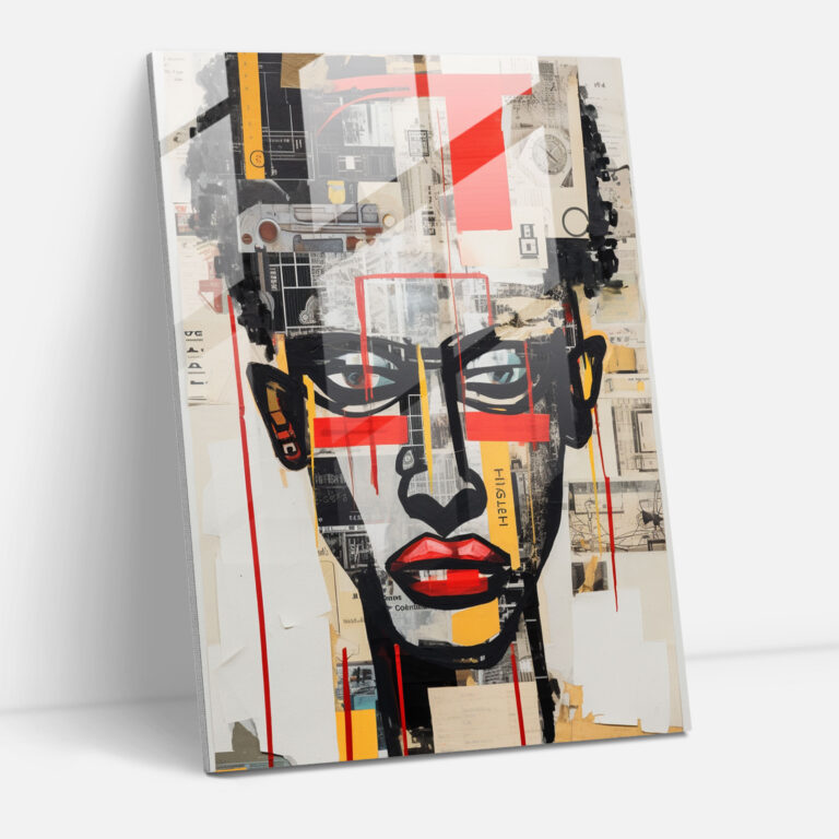 Basquiat Glass Print - Mixed Media Collage Glass Wall Art - Basquiat, Glass Art, Basquiat, Mixed Media Collage