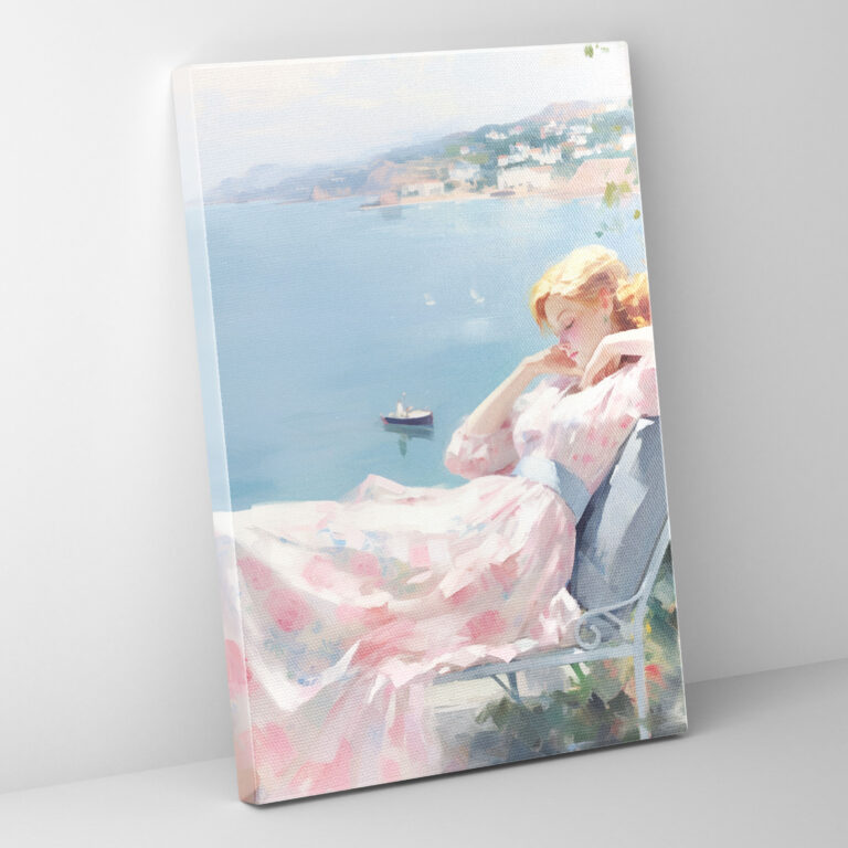 Barbie Canvas Print - Seaside Serenity - Barbie, Canvas Wall Art, Impressionist, Canvas Print