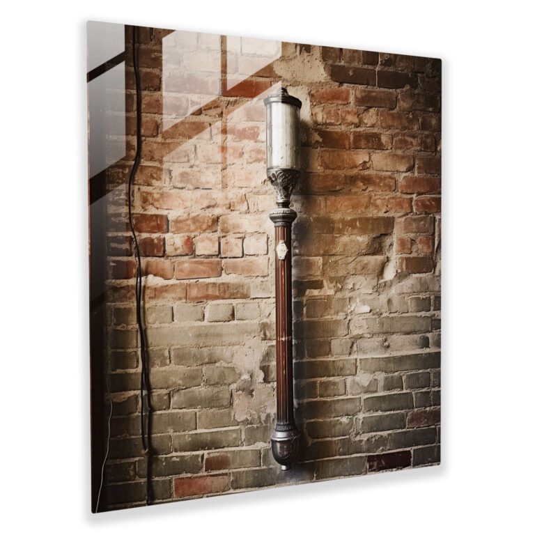 Vintage Barber Pole Glass Print - Barber, Glass Art, Rustic Brick Wall, Modern Art