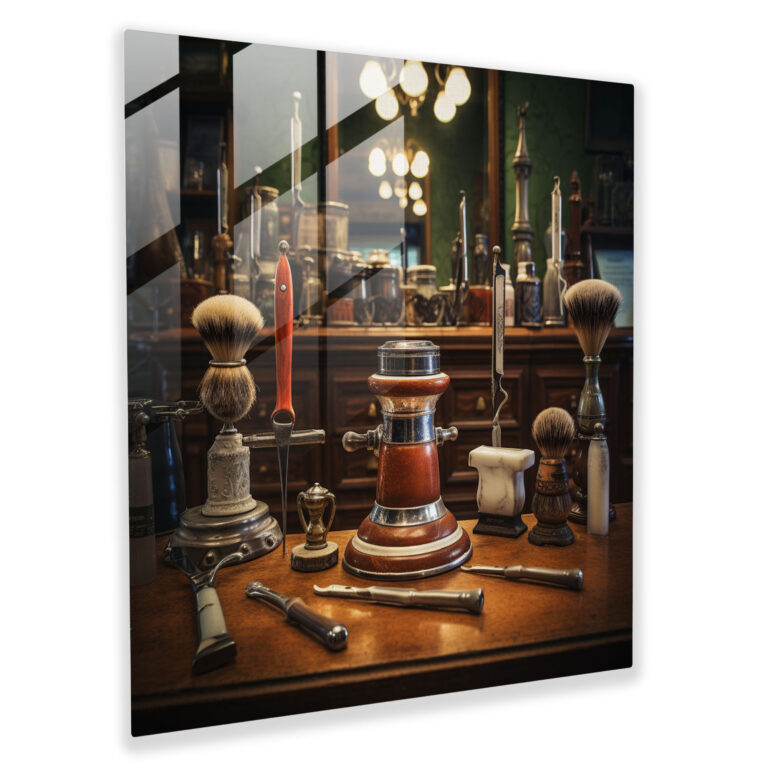 Vintage Barber's Tools Glass Print - Barber, Vintage Barber's Tools Glass Print, Nostalgic Wall Art, Vintage Barber Tools