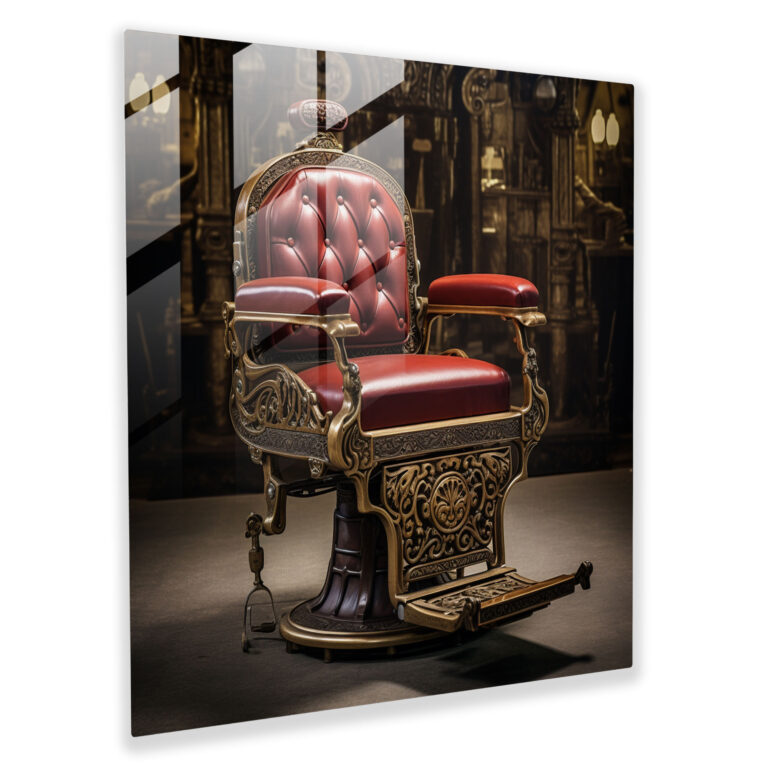 Vintage Barber Chair Glass Print - Barber, Glass Art, Glass Print, Vintage Barber Chair Glass Print