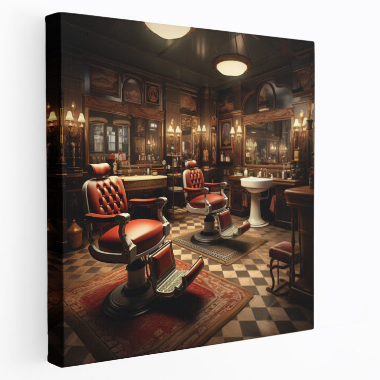 Barber Shop Interior Canvas Print - Barber, Wall Decoration, Canvas Wall Art, Barber
