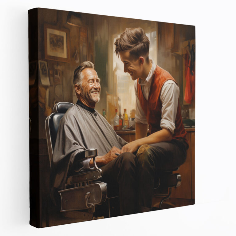 Barber And Client Canvas Print - Barber, Canvas Wall Art, Wall Art, Home Decoration