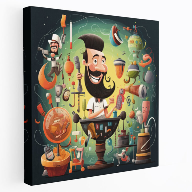 Cartoon Barber Canvas Print - Barber, Wall Decoration, Canvas Wall Art, Cartoon Barber Canvas Print