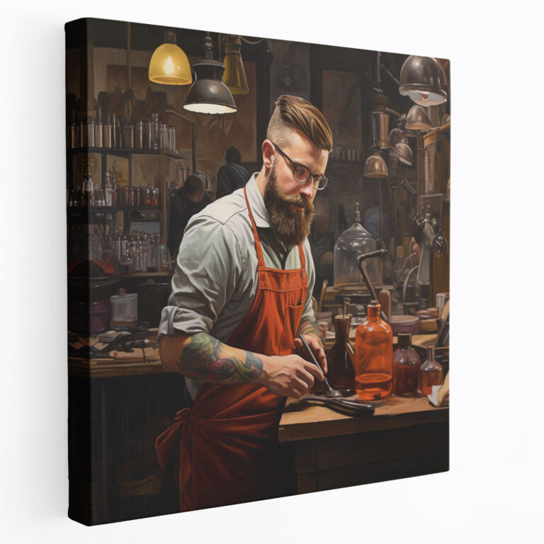 Realistic Barber Oil Painting Canvas Print - Barber, Barber, Wall Art, Canvas Wall Art