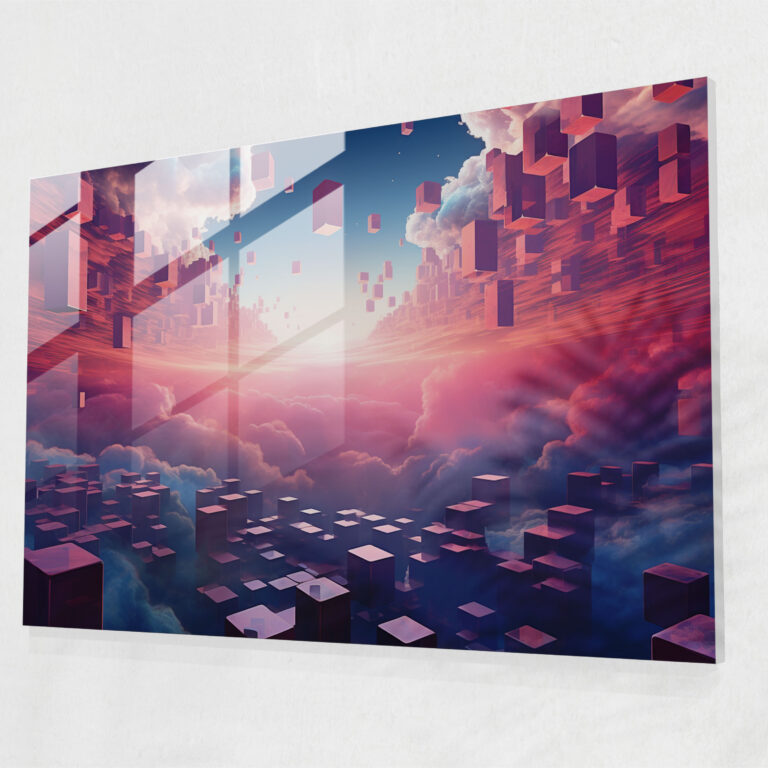 Blockchain Glass Print - Blockchain, Floating Blockchain Blocks, Glass Print, Blockchain