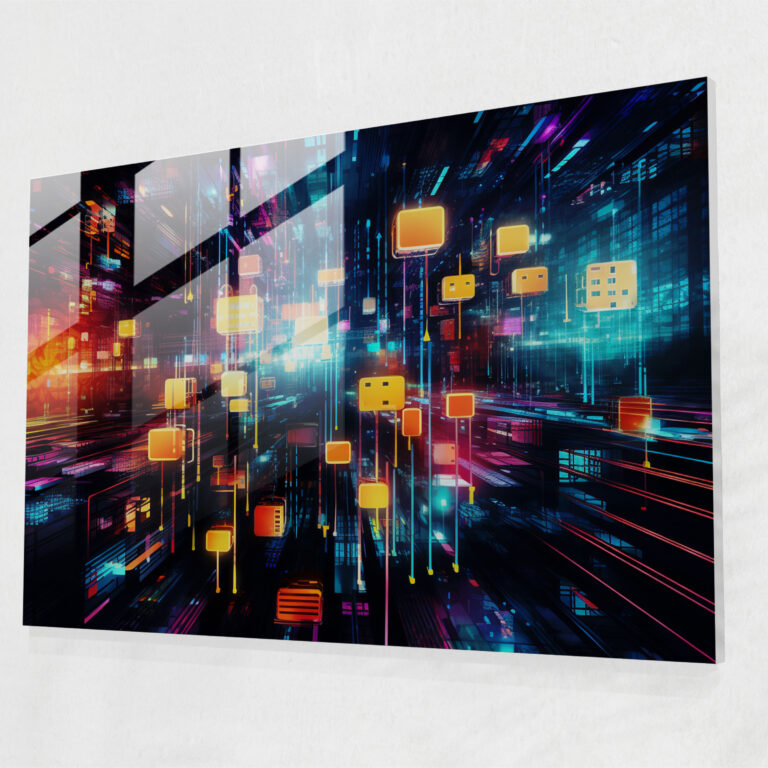 Blockchain Glass Art - Blockchain, Home Decoration, Glass Wall Art, Glass Art