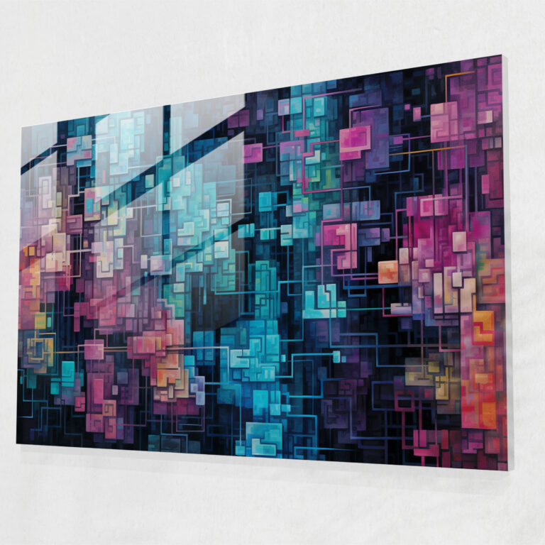 Blockchain Glass Art - Blockchain, Glass Wall Art, Encrypted Blocks, Intricate Details