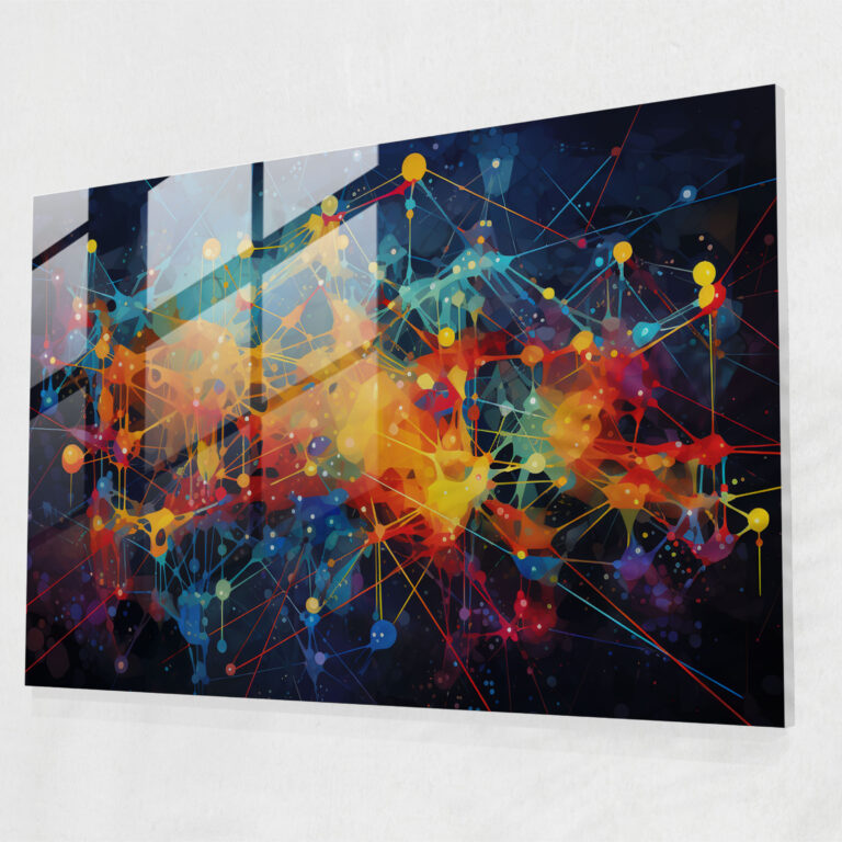 Blockchain Glass Print - Blockchain, Artistic Representation, Modern Art, Abstract Shapes