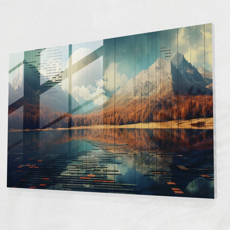 Surreal Blockchain Glass Wall Art - Blockchain, Technology, Dreamlike Landscapes, Home Decoration