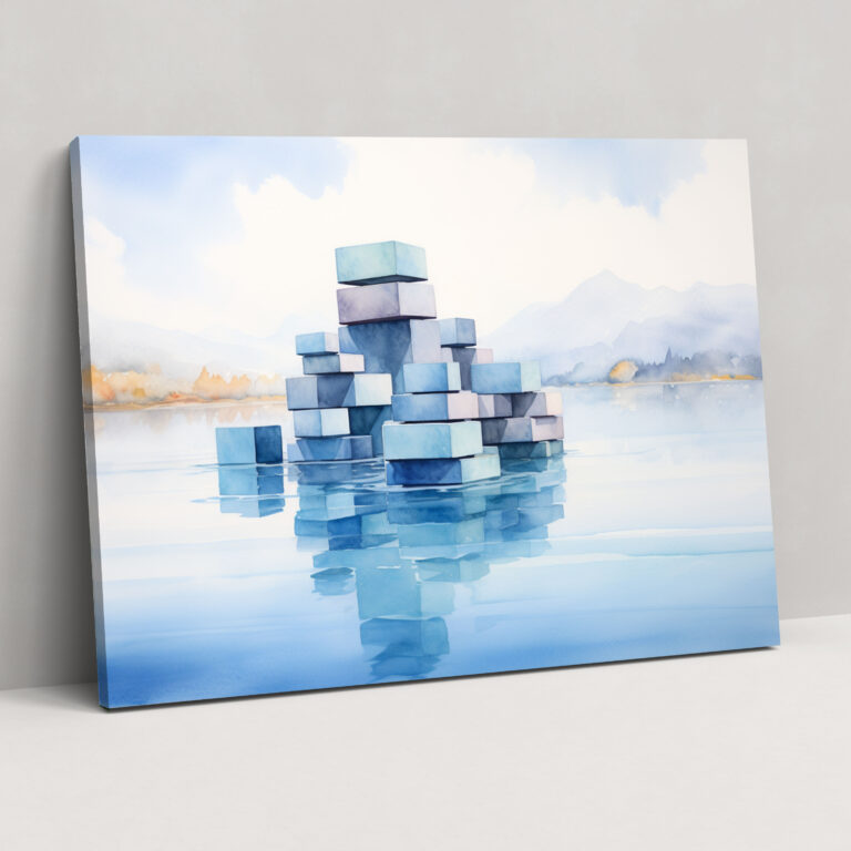 Blockchain Watercolor Wall Art - Blockchain, Blockchain, Realistic Watercolor Painting, Home Decoration