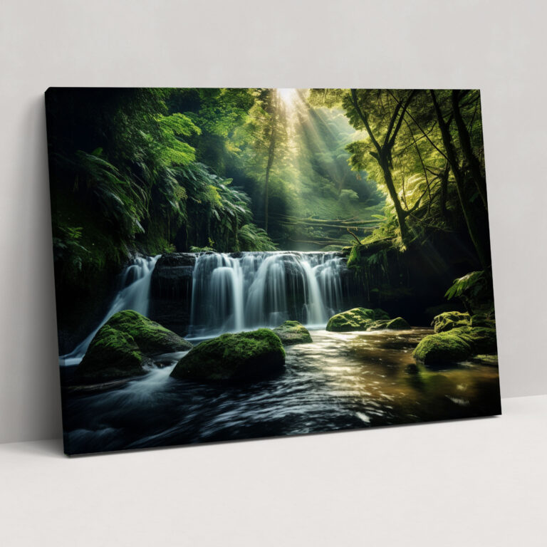 Blockchain Waterfall Canvas Print - Blockchain, Wall Art, Nature Photography, Home Decoration