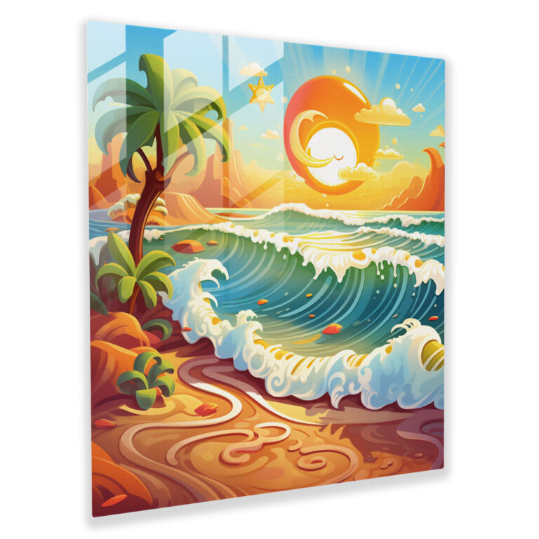 Smiling Sun Glass Print - Beach, Wall Decoration, Home Decoration, Modern Art