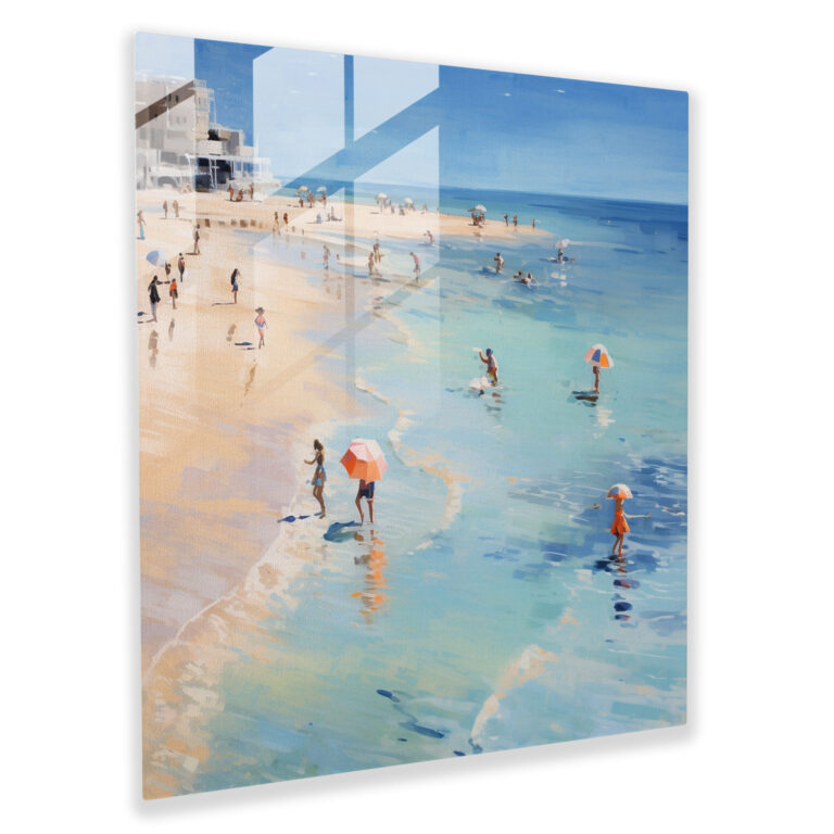 Sunlit Beach Impression Glass Print - Beach, Vibrant, Glass Art, Wall Decoration
