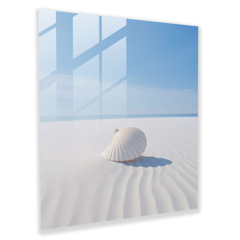 Minimalist Seashell Beach Glass Print - Beach, Home Decoration, Glass Wall Art, Calmness