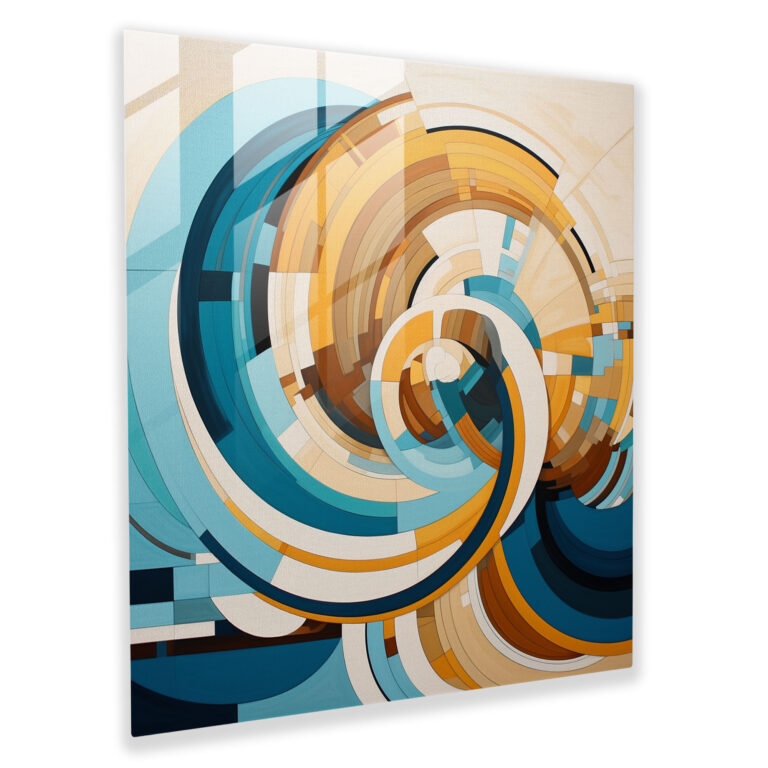Geometric Beach Waves Glass Print - Beach, Beach Waves, Modern Art, Glass Wall Art