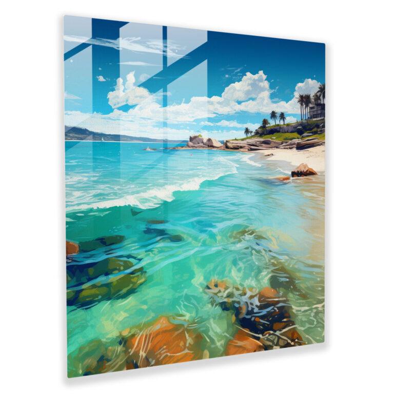 Turquoise Escape Glass Print - Beach, Modern Art, Glass Print, Glass Art
