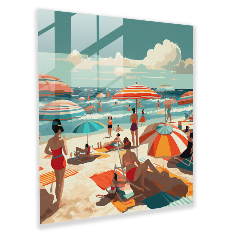 Vintage Beach Vibes Glass Print - Beach, Home Decoration, Glass Print, Modern Art