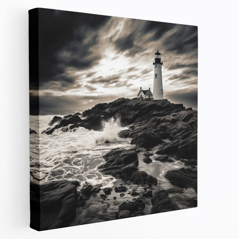 Stormy Beach Lighthouse Canvas Print - Beach, Canvas Print, Wall Art, Lighthouse