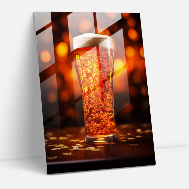 Glass Print Beer Pint Glass - Beer, Ambient Light, Home Decoration, Glass Art