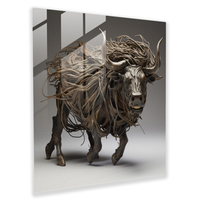 Elegant Motion Buffalo Glass Print - Buffalo, Sense Of Movement, Wall Decoration, Glass Wall Art