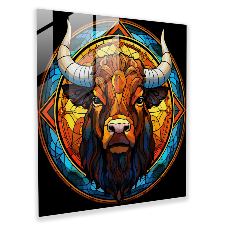 Native Buffalo Stained Glass Print - Buffalo, Buffalo, Home Decoration, Glass Art