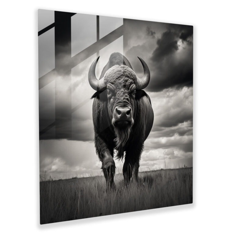 Majestic Buffalo Glass Print - Buffalo, Glass Print, Glass Art, Wall Decoration
