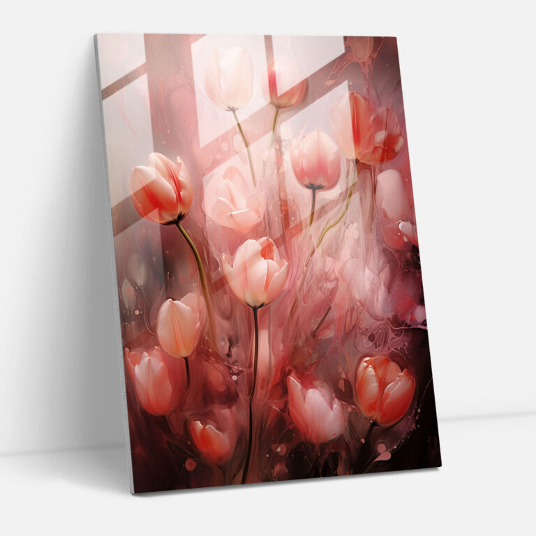 Ethereal Bleeding Tulips Glass Wall Art - Bleeding Flowers, Elegance, Serenity, Soft