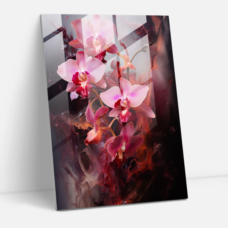 Mystery Orchids Glass Print - Bleeding Flowers, Mystery, Curiosity, Enigmatic Beauty