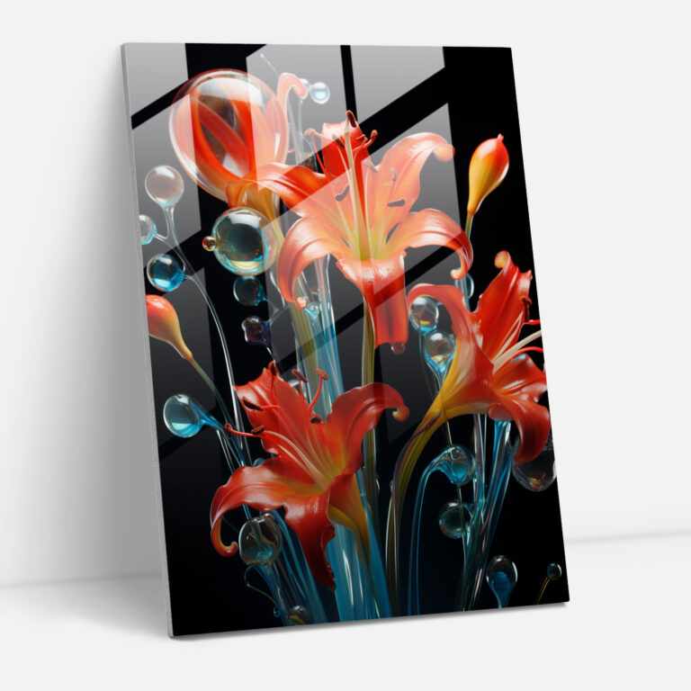 Wonderful Lilies Glass Wall Art - Bleeding Flowers, Bleeding Flowers, Glass Art, Home Decoration