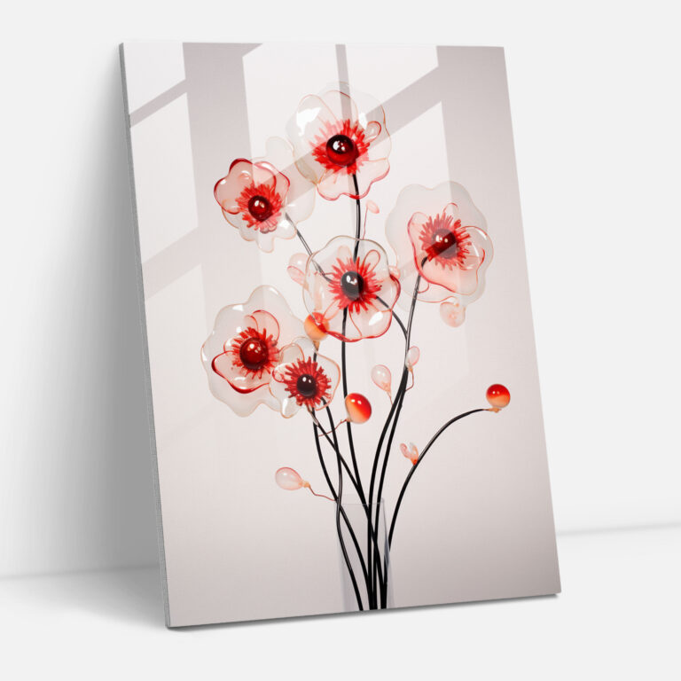 Minimalist Bleeding Dahlias Glass Wall Art - Bleeding Flowers, Home Decoration, Bleeding Flowers, Visually Pleasing