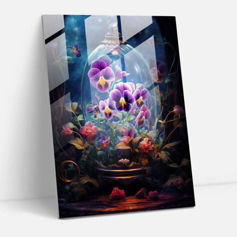 Enchanting Pansies Glass Print - Bleeding Flowers, Pansies, Whimsical, Joyful